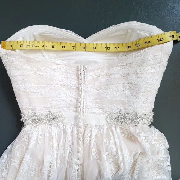 Anthropologie BHLDN Whispers + Echos Freesia lace strapless wedding gown - Picture 11 of 16